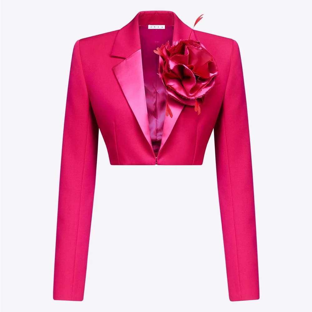 AREA Flower Corsage Cropped Blazer (PINK)